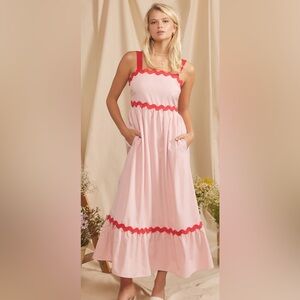 In February Brand Rick Rack Pink Contrast Dress